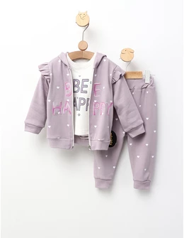 Set 3 piese Be Happy, model mov