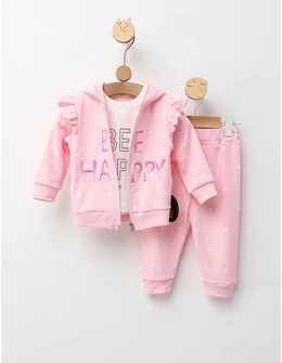 Set 3 piese Be Happy, model roz