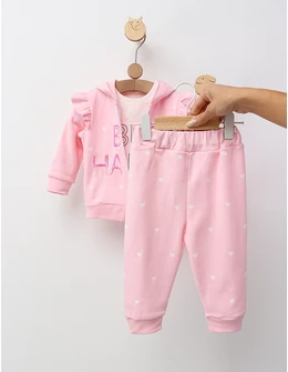 Set 3 piese Be Happy, model roz