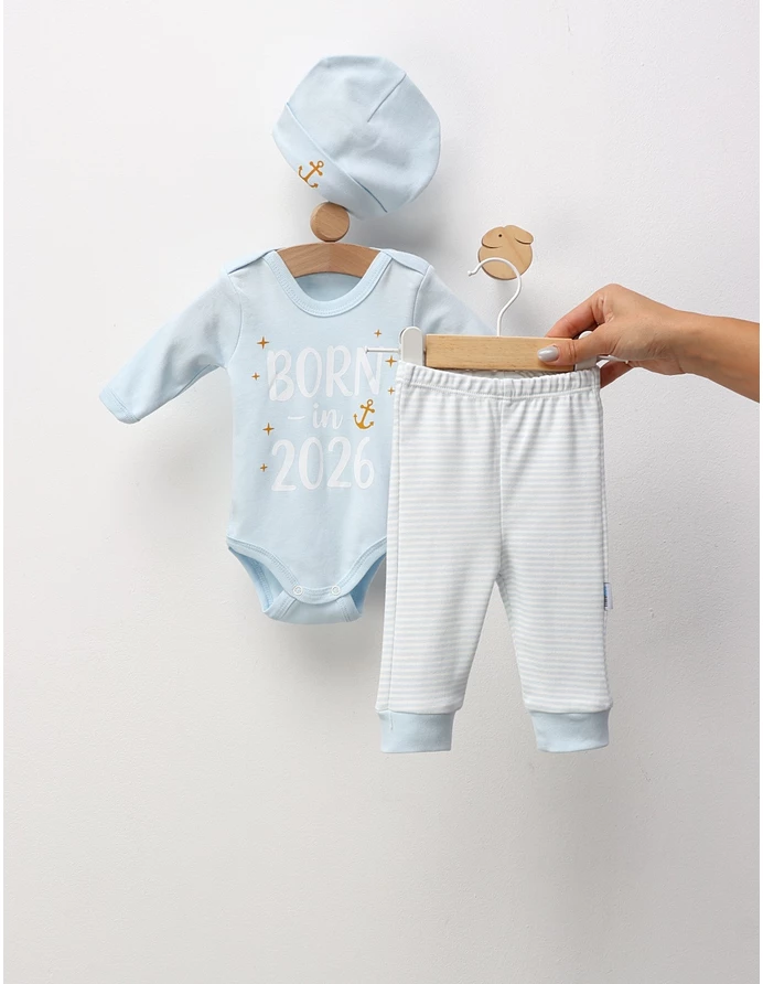 Set 3 piese 'BORN in 2026' albastru deschis picture - 4