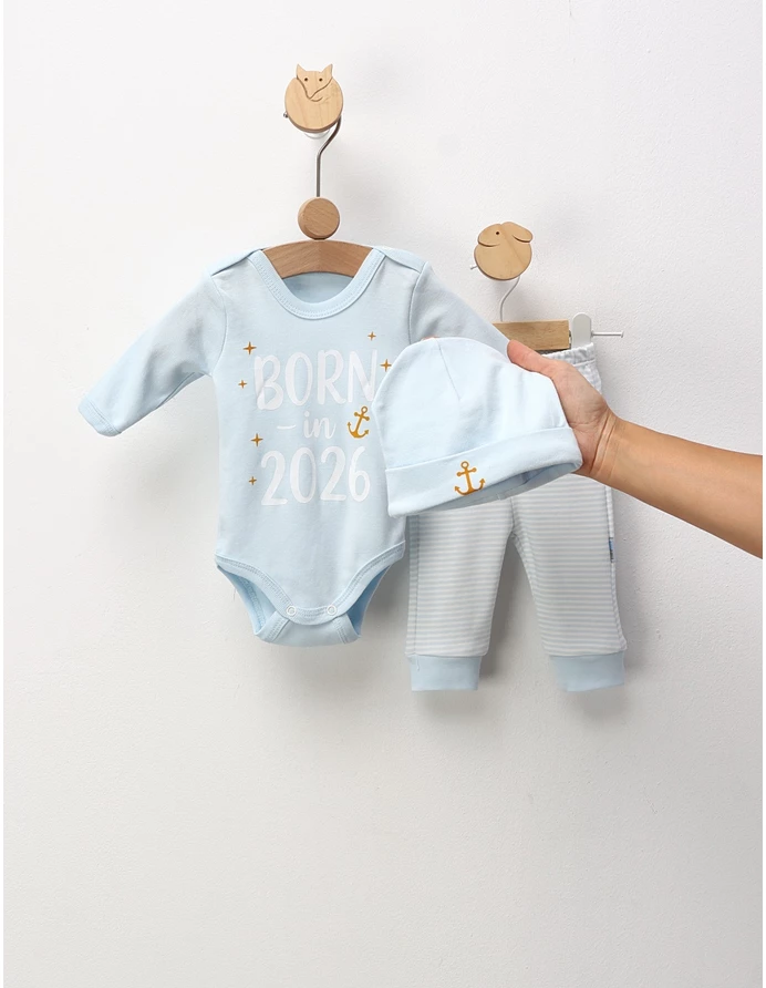 Set 3 piese 'BORN in 2026' albastru deschis picture - 6