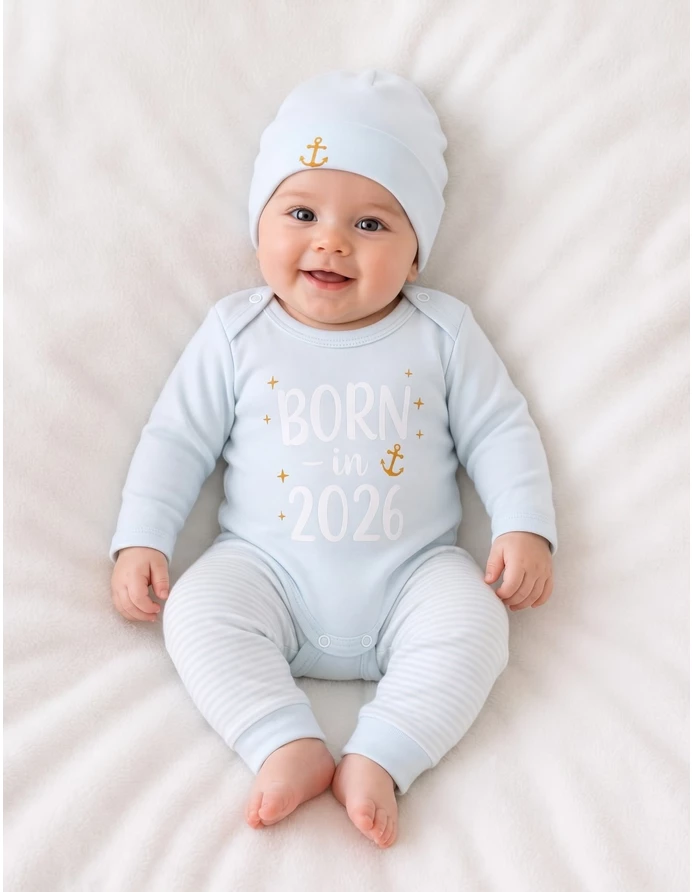 Set 3 piese 'BORN in 2026' albastru deschis picture - 7