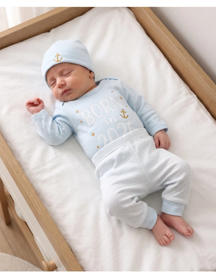 Set 3 piese 'BORN in 2026' albastru deschis picture - 5