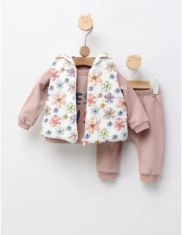 Set 3 piese, cu vesta, Best Sis, bej