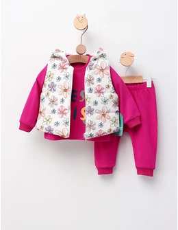 Set 3 piese, cu vesta, Best Sis, ciclam