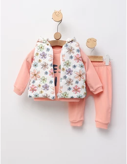 Set 3 piese, cu vesta, Best Sis, corai