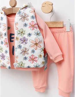 Set 3 piese, cu vesta, Best Sis, corai