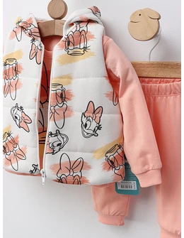 Set 3 piese, cu vesta, Daisy, corai