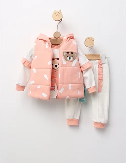 Set 3 piese, cu vesta, Heartless Love, corai