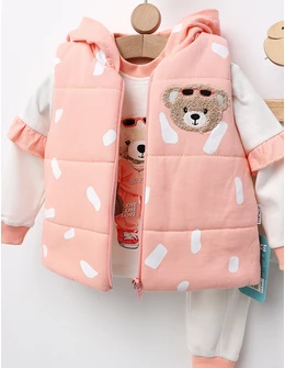 Set 3 piese, cu vesta, Heartless Love, corai