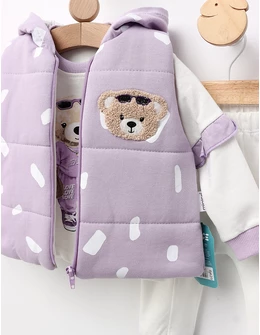 Set 3 piese, cu vesta, Heartless Love, mov