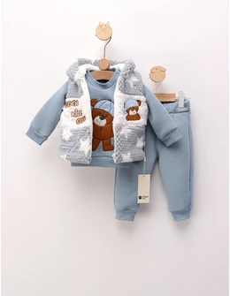 Set 3 piese, cu vesta, Kids Club, albastru