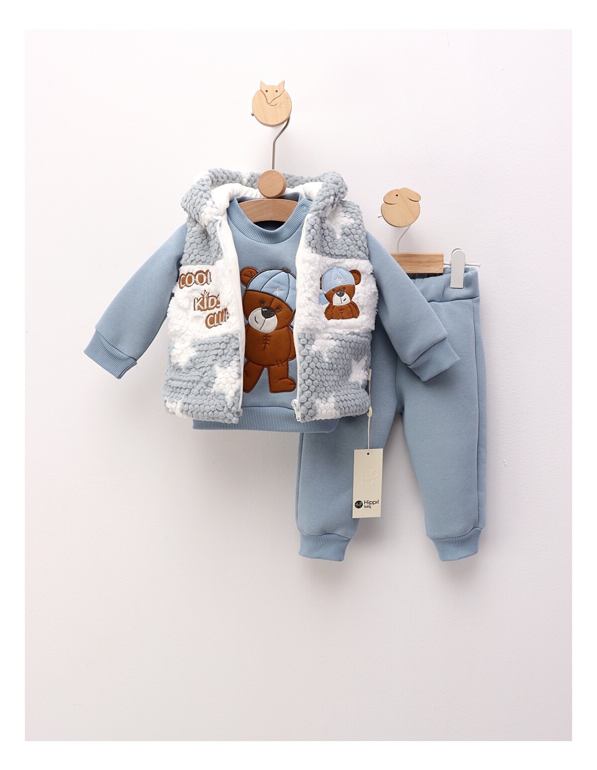Set 3 piese, cu vesta, Kids Club, albastru