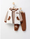 Set 3 piese, cu vesta, King Boy, alb-maro picture - 1