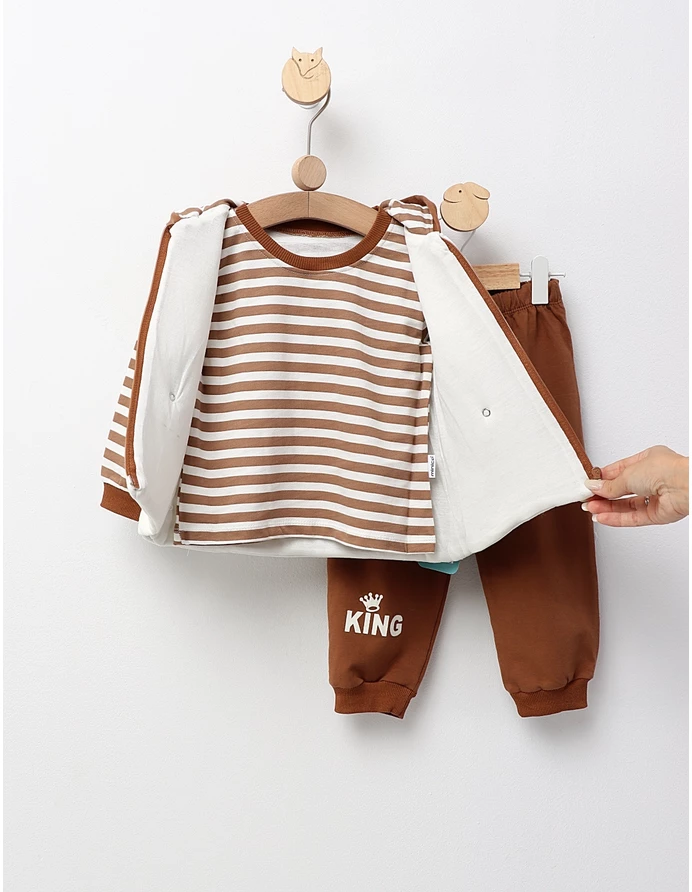 Set 3 piese, cu vesta, King Boy, alb-maro picture - 4