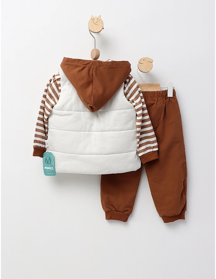 Set 3 piese, cu vesta, King Boy, alb-maro picture - 5