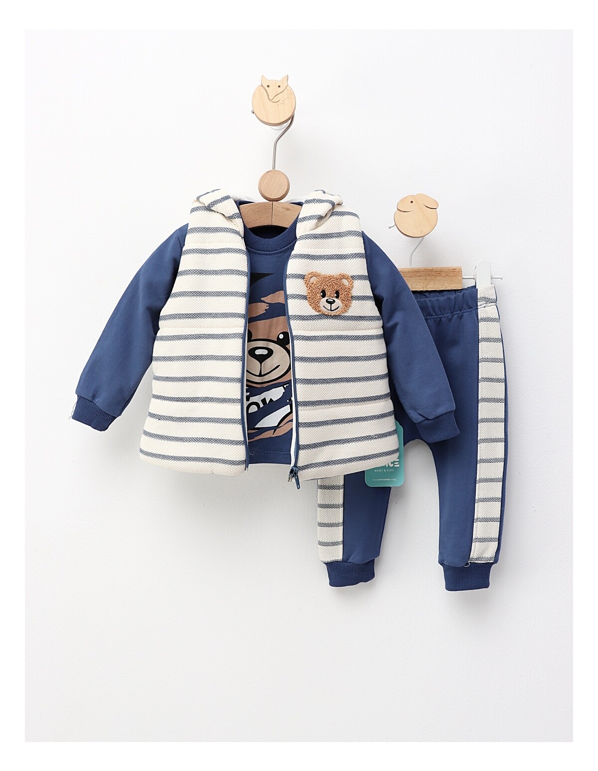 Set 3 piese, cu vesta, Samuray Bear, albastru