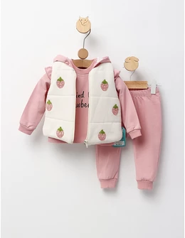 Set 3 piese, Kind Strawberry, roz-pudra