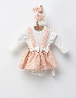 Set 3 piese, Leopard animal print, alb-corai