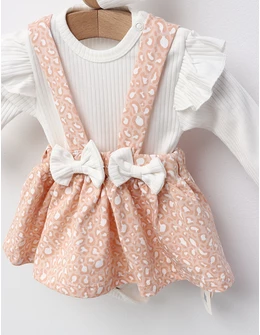 Set 3 piese, Leopard animal print, alb-corai