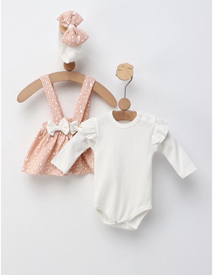 Set 3 piese, Leopard animal print, alb-corai picture - 4