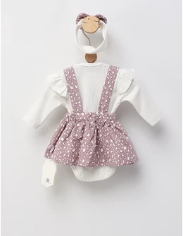 Set 3 piese, Leopard animal print, alb-mov