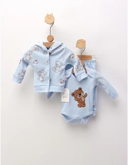 Set 3 piese, Little Hero Bear, albastru