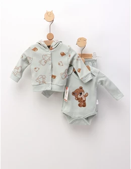 Set 3 piese, Little Hero Bear, verde