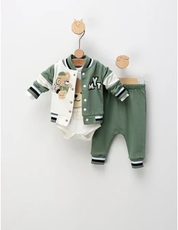 Set 3 piese, Mr Teddy, cu verde fistic