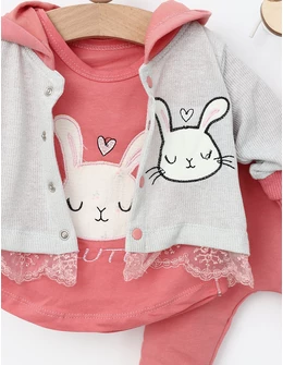 Set 3 piese Rabbit cute roz prafuit 2