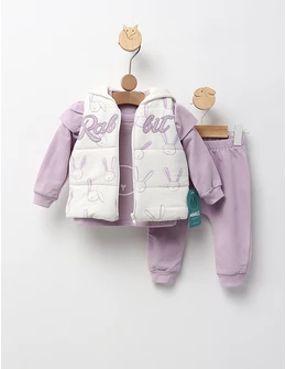 Set 3 piese, Rabbit Minice, cu mov