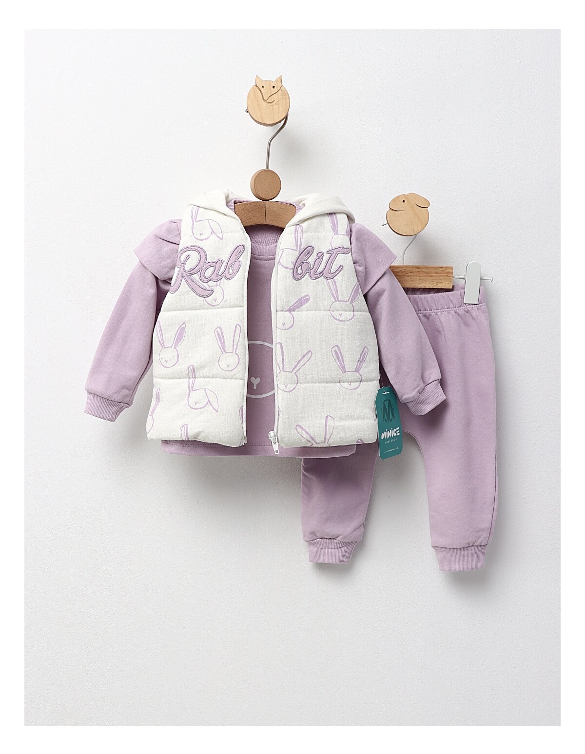 Set 3 piese, Rabbit Minice, cu mov