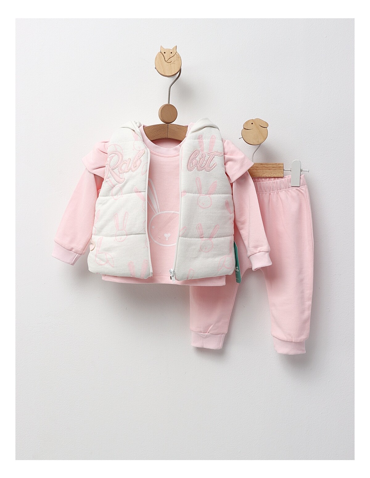 Set 3 piese, Rabbit Minice, cu roz