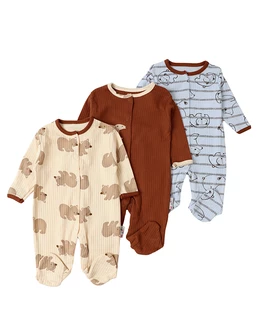 Set 3 salopete, cu botosei, Baby Bears, multicolor