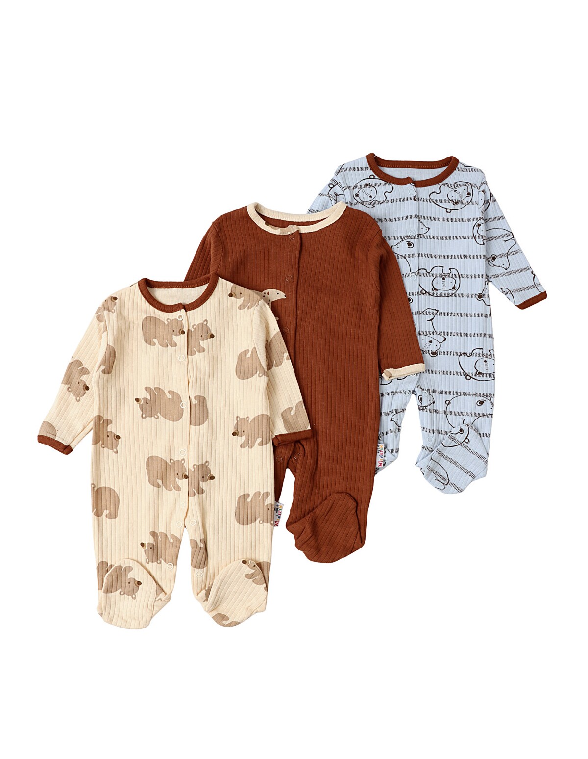 Set 3 salopete, cu botosei, Baby Bears, multicolor