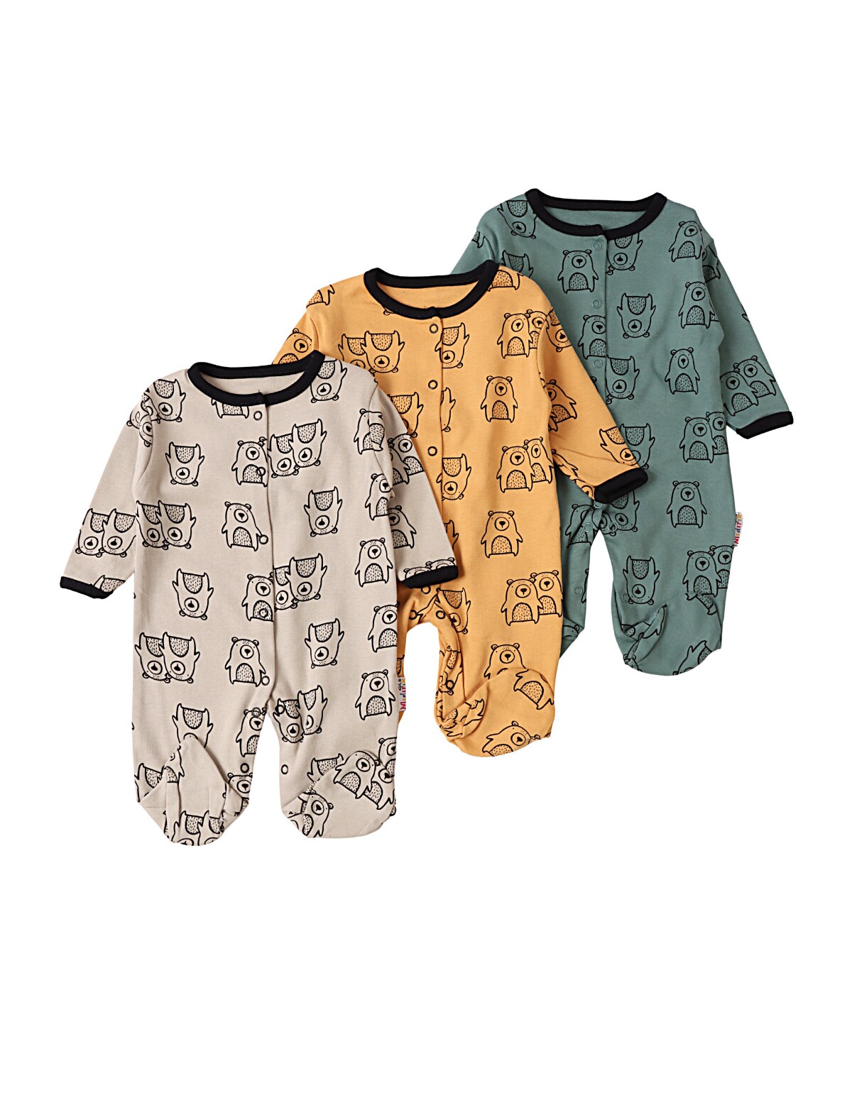 Set 3 salopete, cu botosei, Big Bears, multicolor