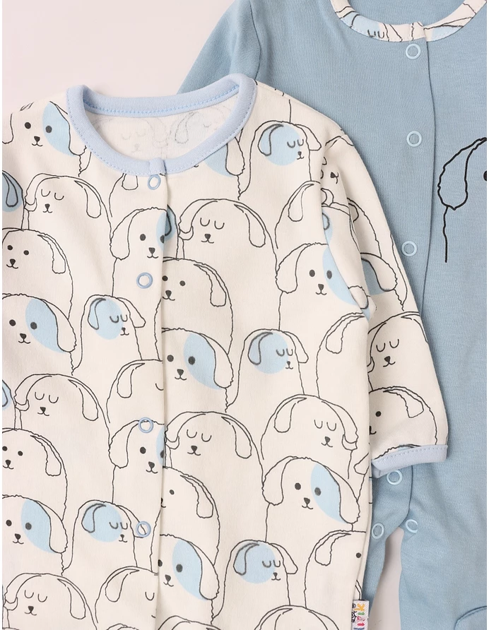 Set 3 salopete, cu botosei, Catelusi, multicolor picture - 2