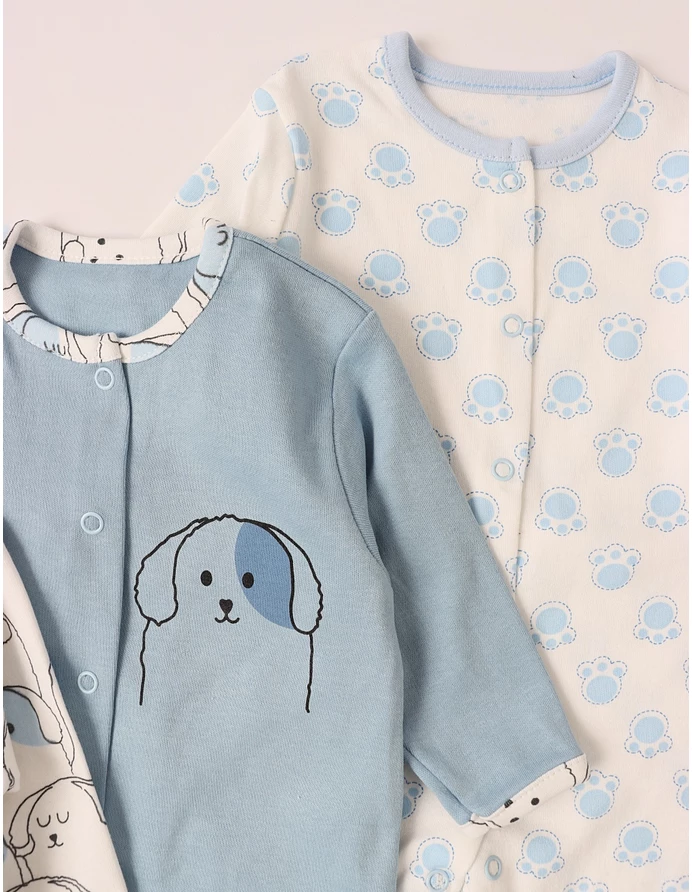 Set 3 salopete, cu botosei, Catelusi, multicolor picture - 3