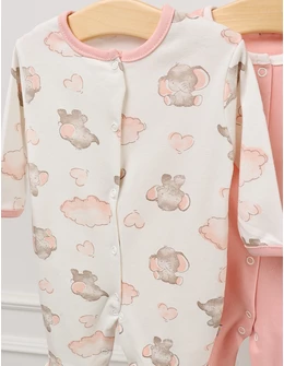 Set 3 salopete cu botosei Elephant, multicolor