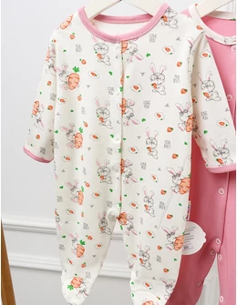 Set 3 salopete cu botosei Love Rabbit, multicolor