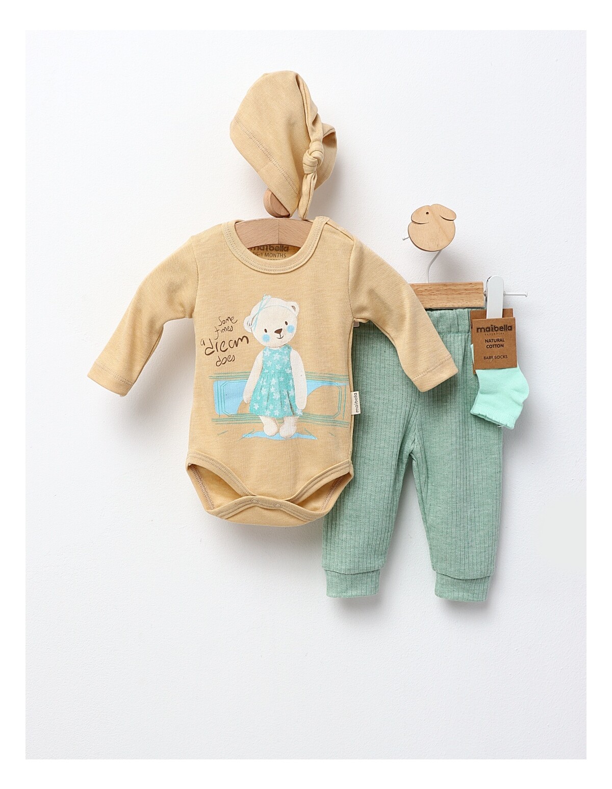 Set 4 piese bebe, A Dream Does, crem