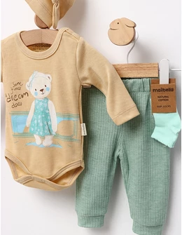 Set 4 piese bebe, A Dream Does, crem