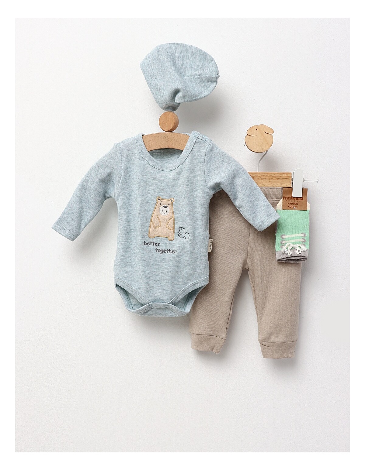 Set 4 piese bebe, Better Together, verde