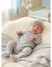 Set 4 piese bebe, cu dungute, albastru-gri picture - 5