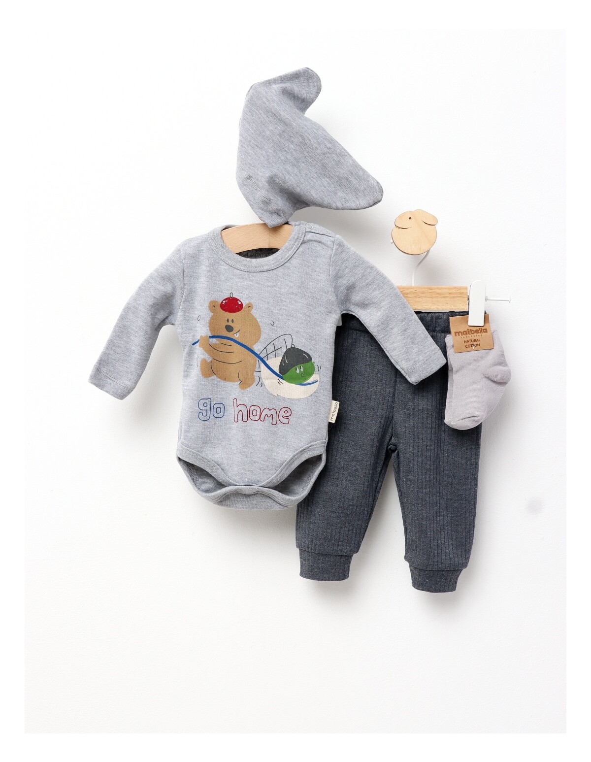 Set 4 piese bebe, Go Home, model gri