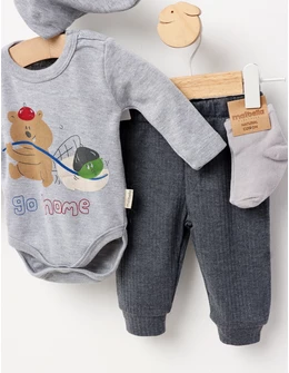 Set 4 piese bebe, Go Home, model gri