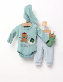 Set 4 piese bebe, Go Home, model verde