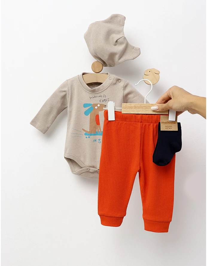 Set 4 piese bebe, Happines Comes, crem picture - 3