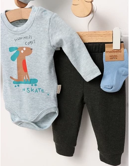 Set 4 piese bebe, Happines Comes, verde