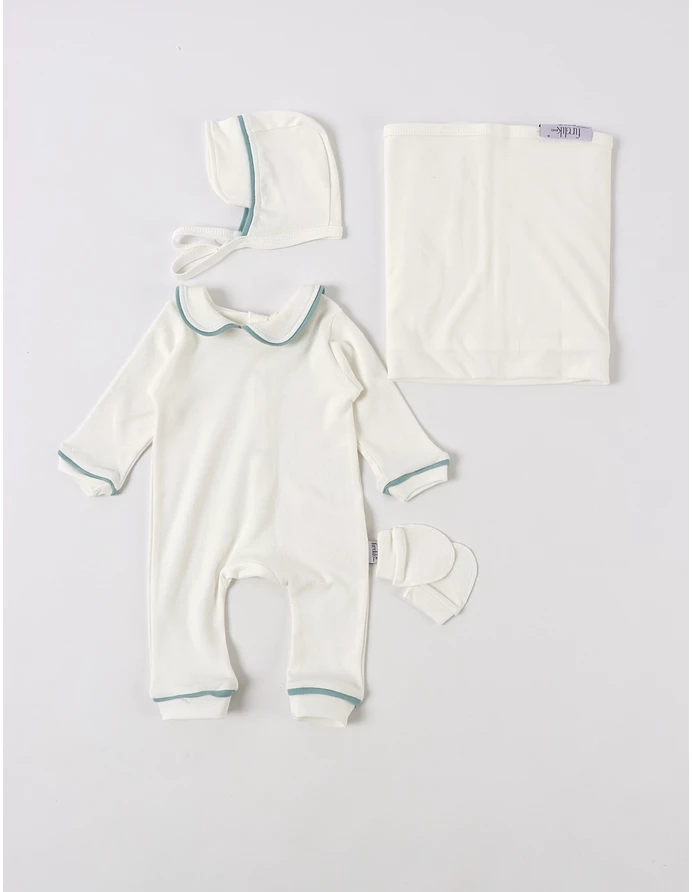 Set 4 piese bebe Kriss, model alb-verde picture - 2